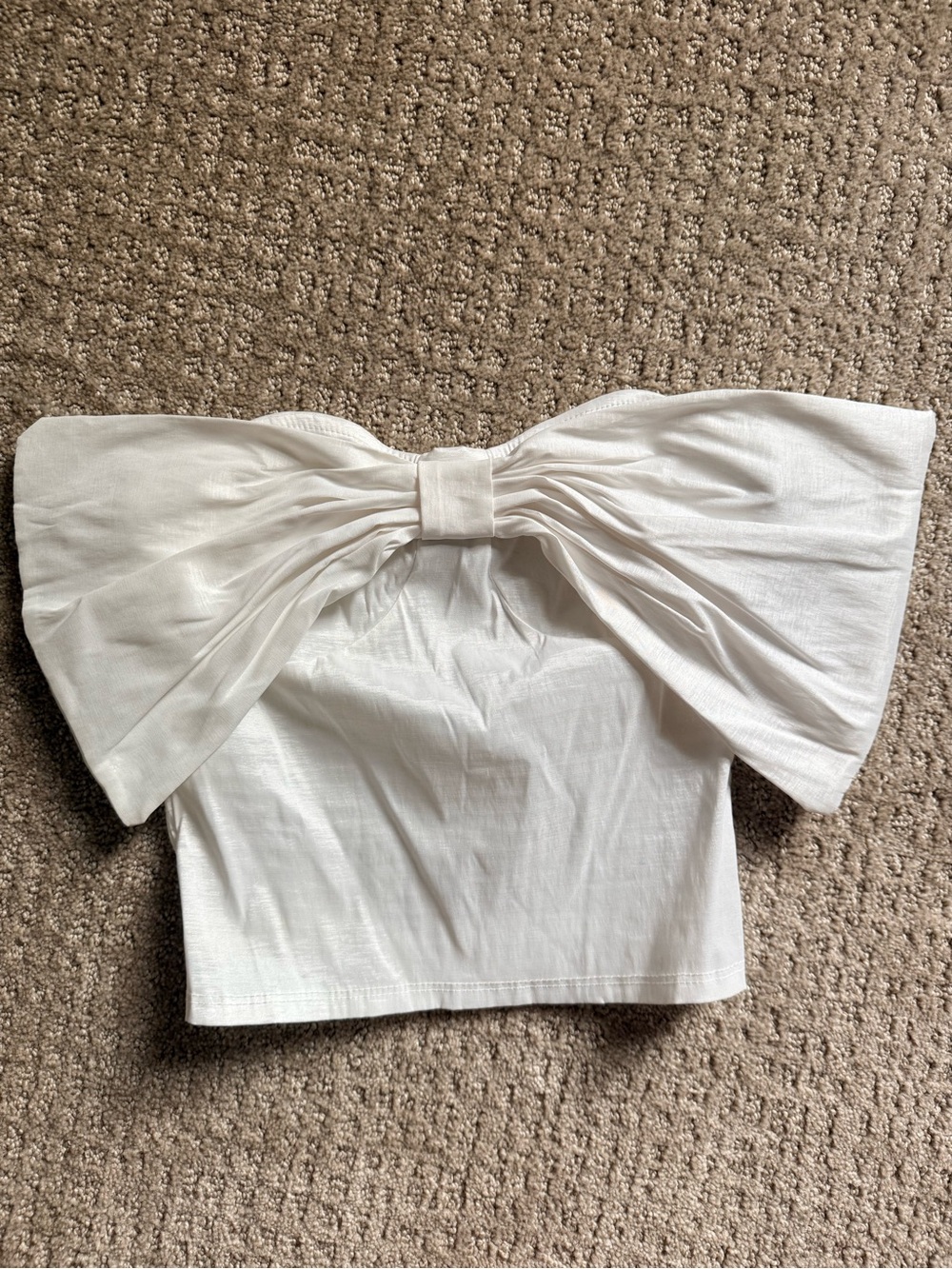 Blue Blush 3D Floral Strapless Crop Top | White | Size Small |